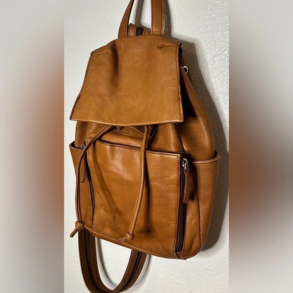 St. John's Bay Caramel Brown Genuine Leather Backpack